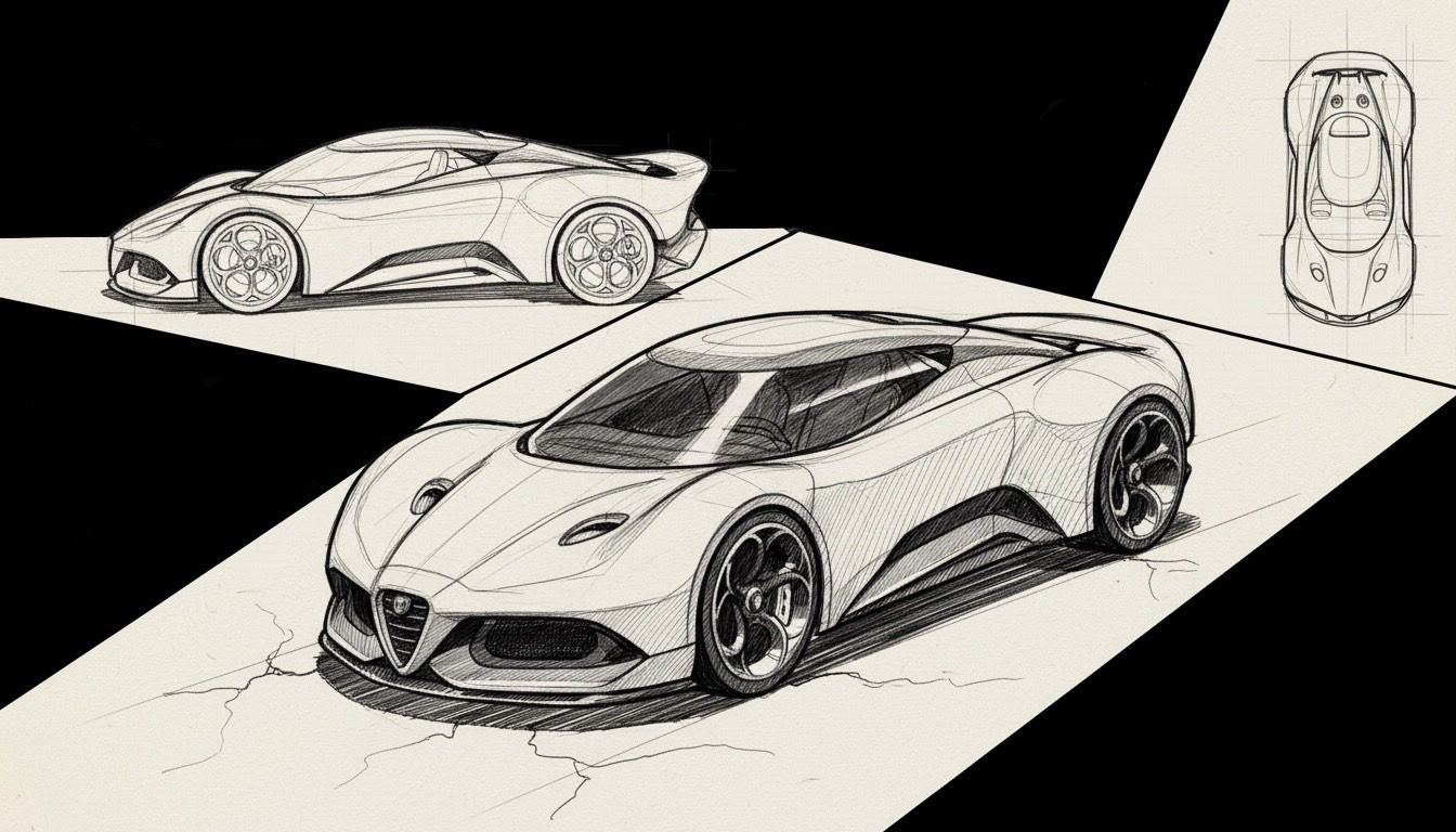 Concept sketch showcasing Werner Hummel's design process
